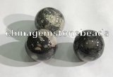 CDN1143 30mm round silver leaf jasper decorations wholesale