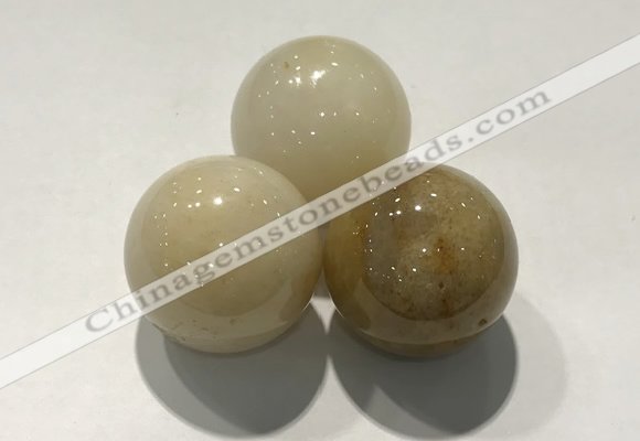 CDN1153 30mm round yellow jade decorations wholesale