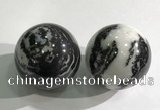 CDN1276 40mm round black & white jasper decorations wholesale