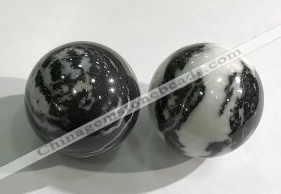 CDN1276 40mm round black & white jasper decorations wholesale