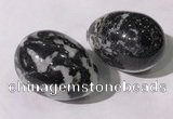 CDN1393 35*45mm egg-shaped black & white jasper decorations wholesale