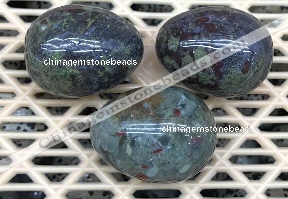 CDN323 30*40mm egg-shaped blood jasper decorations wholesale