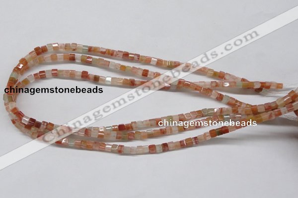 CDQ35 15.5 inches 4*4mm cube natural red quartz beads wholesale