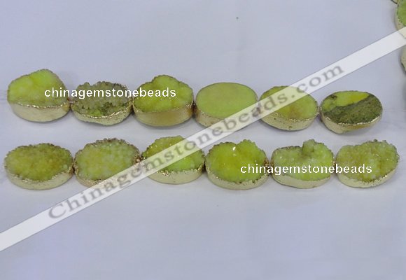 CDQ501 20*30mm - 22*30mm oval druzy quartz beads wholesale