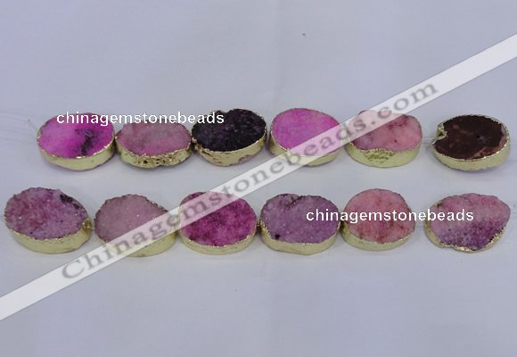 CDQ503 20*30mm - 22*30mm oval druzy quartz beads wholesale
