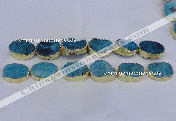 CDQ505 20*30mm - 22*30mm oval druzy quartz beads wholesale