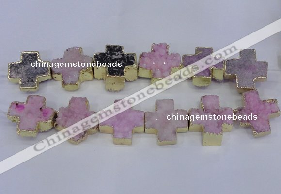 CDQ519 23*24mm - 24*25mm cross druzy quartz beads wholesale