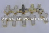 CDQ526 28*45mm - 30*47mm cross druzy quartz beads wholesale