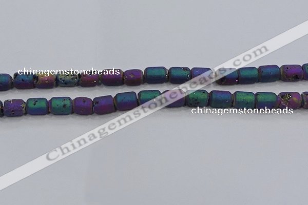 CDQ614 8 inches 6*8mm drum druzy quartz beads wholesale