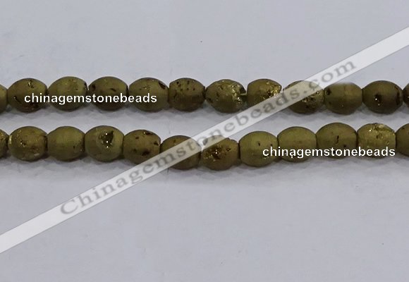 CDQ621 8 inches 10*12mm rice druzy quartz beads wholesale