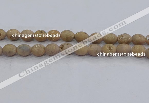 CDQ622 8 inches 10*12mm rice druzy quartz beads wholesale