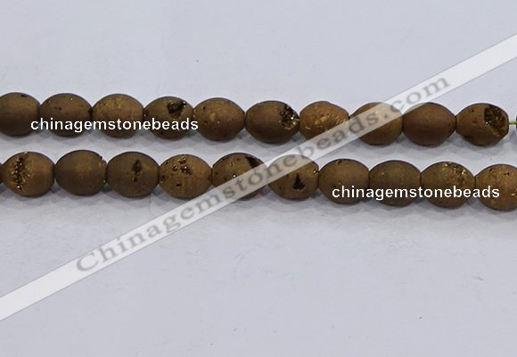 CDQ623 8 inches 10*12mm rice druzy quartz beads wholesale