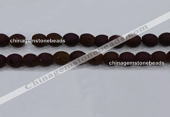 CDQ625 8 inches 10*12mm rice druzy quartz beads wholesale