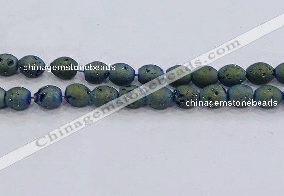 CDQ626 8 inches 10*12mm rice druzy quartz beads wholesale