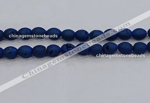 CDQ628 8 inches 10*12mm rice druzy quartz beads wholesale