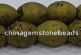 CDQ636 8 inches 12*14mm rice druzy quartz beads wholesale