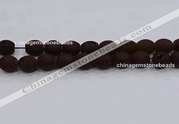 CDQ639 8 inches 12*14mm rice druzy quartz beads wholesale