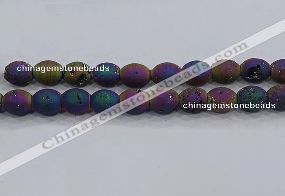 CDQ641 8 inches 12*14mm rice druzy quartz beads wholesale