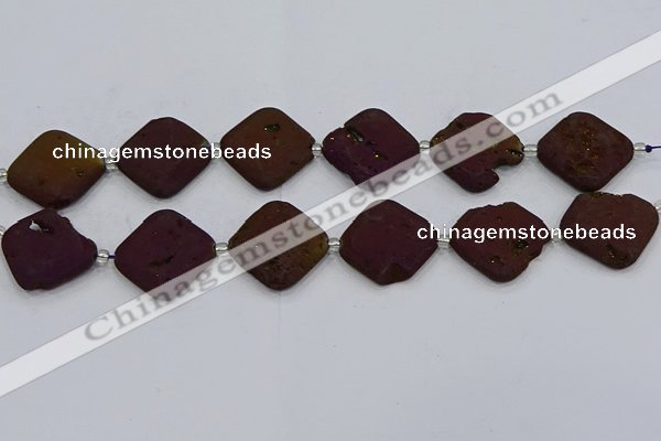 CDQ663 8 inches 25*25mm diamond druzy quartz beads wholesale