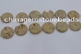 CDQ677 8 inches 30mm flat round druzy quartz beads wholesale