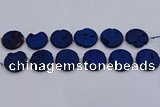 CDQ681 8 inches 30mm flat round druzy quartz beads wholesale