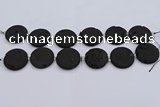 CDQ682 8 inches 30mm flat round druzy quartz beads wholesale