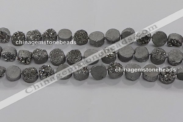 CDQ702 8 inches 12mm coin druzy quartz beads wholesale