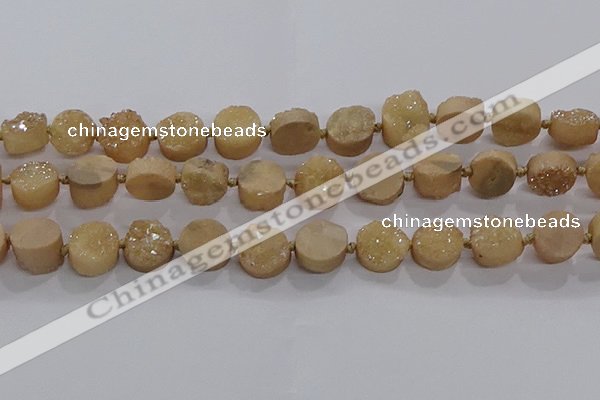 CDQ703 8 inches 12mm coin druzy quartz beads wholesale