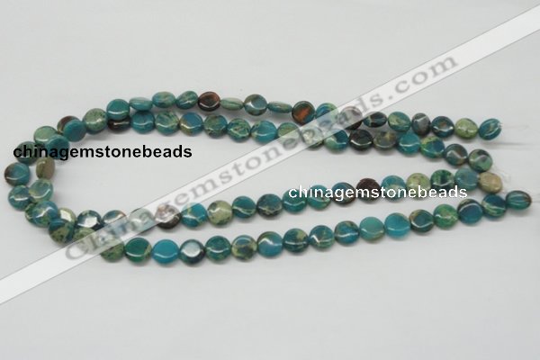 CDS10 16 inches 10mm flat round dyed serpentine jasper beads wholesale