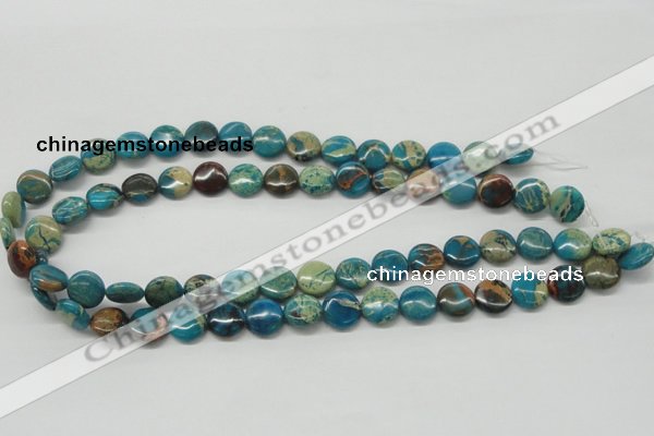 CDS11 16 inches 12mm flat round dyed serpentine jasper beads wholesale