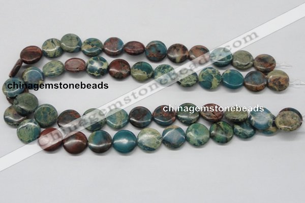 CDS12 16 inches 16mm flat round dyed serpentine jasper beads wholesale