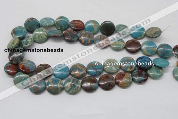 CDS14 16 inches 18mm flat round dyed serpentine jasper beads wholesale