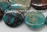 CDS15 16 inches 25mm flat round dyed serpentine jasper beads wholesale