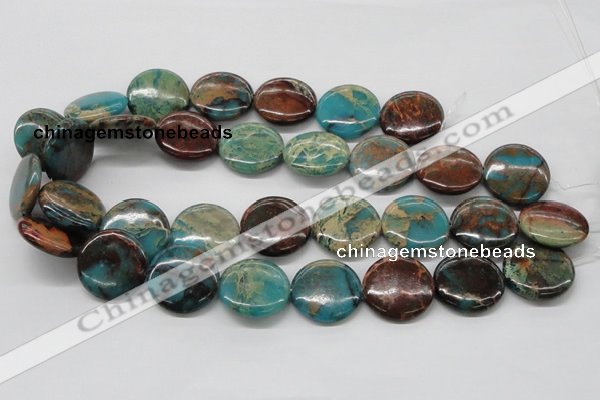 CDS15 16 inches 25mm flat round dyed serpentine jasper beads wholesale