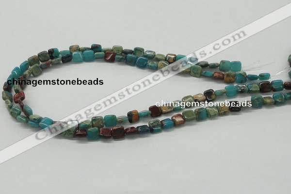 CDS19 16 inches 8*8mm square dyed serpentine jasper beads wholesale