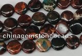 CDS198 15.5 inches 10mm flat round dyed serpentine jasper beads