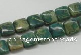 CDS20 16 inches 10*10mm square dyed serpentine jasper beads wholesale