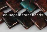 CDS220 15.5 inches 18*18mm diamond dyed serpentine jasper beads