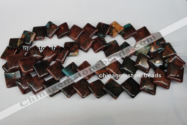 CDS220 15.5 inches 18*18mm diamond dyed serpentine jasper beads