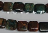 CDS262 15.5 inches 12*12mm square dyed serpentine jasper beads