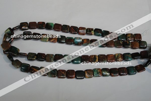 CDS262 15.5 inches 12*12mm square dyed serpentine jasper beads