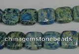 CDS270 15.5 inches 12*12mm square dyed serpentine jasper beads