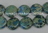 CDS272 15.5 inches 14mm flat round dyed serpentine jasper beads