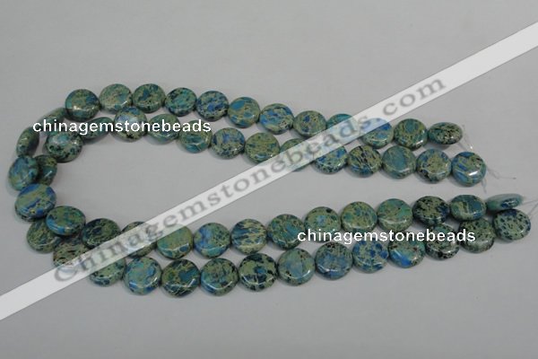 CDS272 15.5 inches 14mm flat round dyed serpentine jasper beads