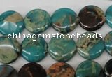 CDS32 15.5 inches 14mm flat round dyed serpentine jasper beads