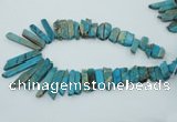 CDS500 Top drilled 8*20mm - 10*55mm sticks serpentine jasper beads