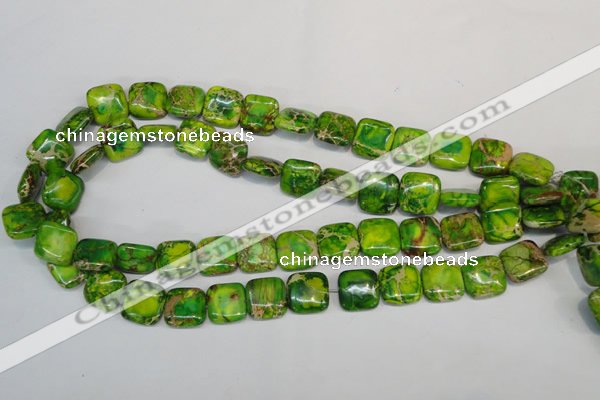 CDT121 15.5 inches 14*14mm square dyed aqua terra jasper beads