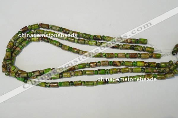 CDT142 15.5 inches 3*6mm rondelle & 6*9mm tube dyed aqua terra jasper beads