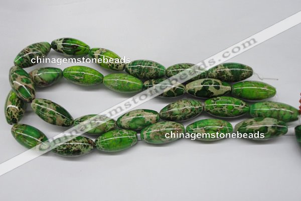 CDT148 15.5 inches 15*30mm rice dyed aqua terra jasper beads