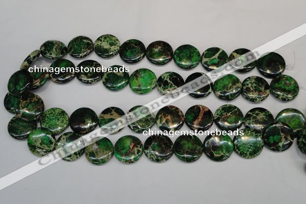 CDT174 15.5 inches 20mm flat round dyed aqua terra jasper beads